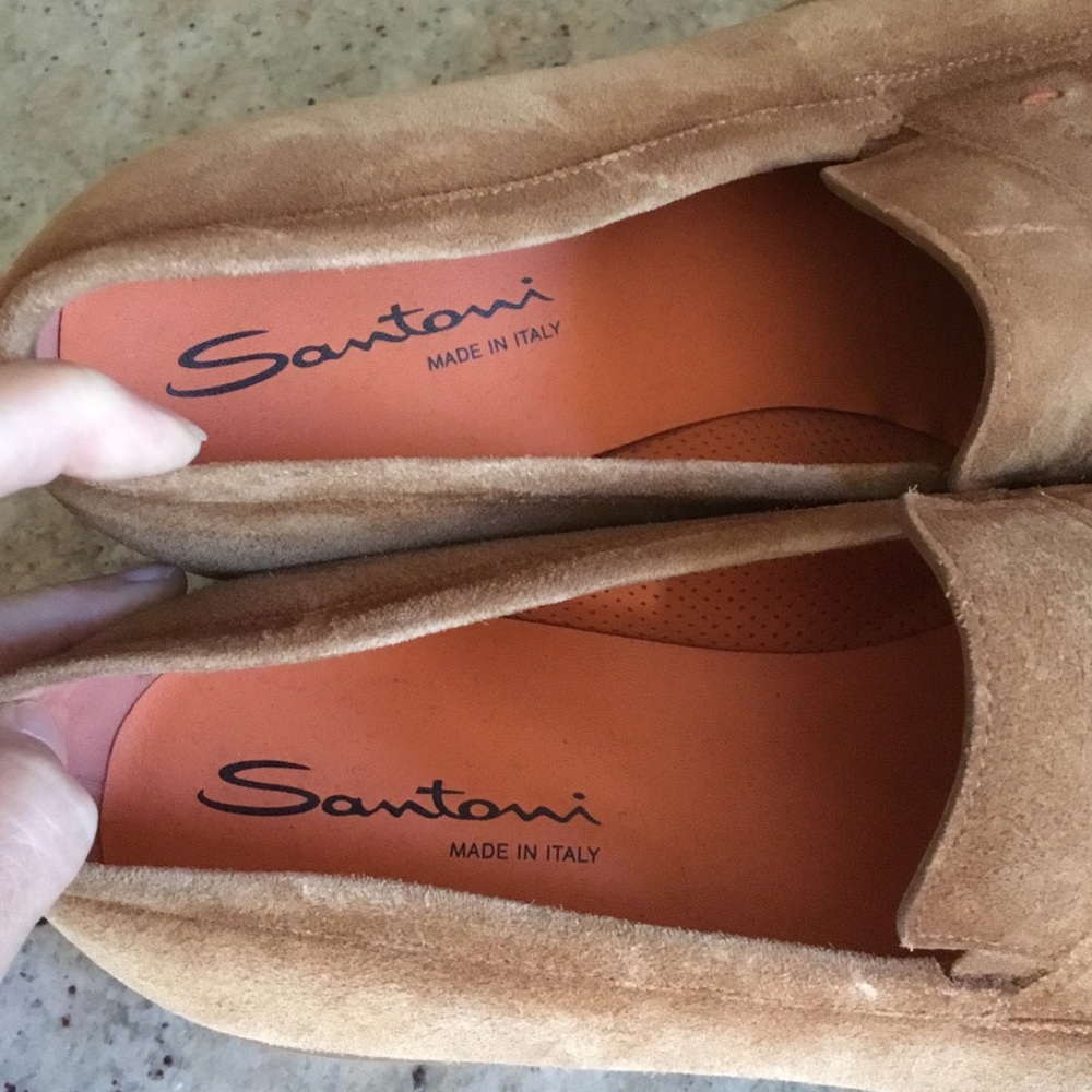 Santoni Easy Sand Suede Slip On Loafers - Picture 9 of 14